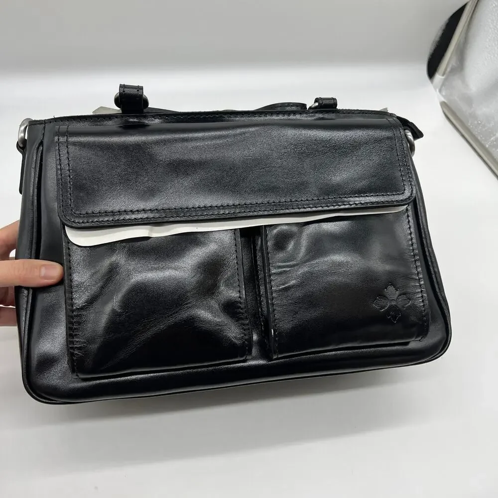 Patricia Nash Leather Rosetti Satchel Bags with Crossbody Strap Black
